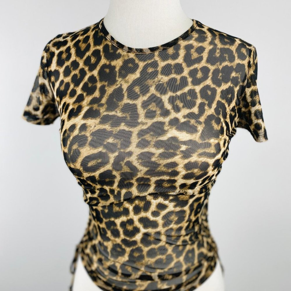 Into the Wild Lepord Side Ruched Top